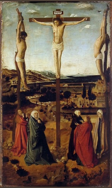 Картина под названием "Crucifixion" - Antonello Da Messina, Подлинное произведение искусства, Масло