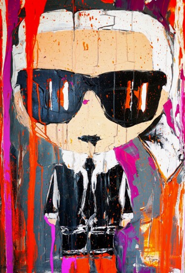 Schilderij getiteld "Karl Lagerfeld in B…" door Antoni Dragan, Origineel Kunstwerk, Acryl