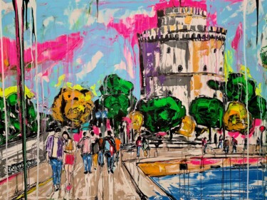 Painting titled "Thessaloniki" by Antoni Dragan, Original Artwork, Acrylic Mounted on Wood Stretcher frame