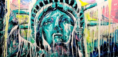 Painting titled "New York" by Antoni Dragan, Original Artwork, Acrylic Mounted on Wood Stretcher frame