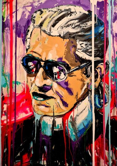 Painting titled "Karl Lagerfeld 👑" by Antoni Dragan, Original Artwork, Acrylic Mounted on Wood Stretcher frame