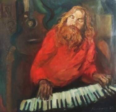 Ζωγραφική με τίτλο "Пианист ( Портрет м…" από Антоний Бушуев, Αυθεντικά έργα τέχνης, Λάδι Τοποθετήθηκε στο Ξύλινο φορείο σκε…