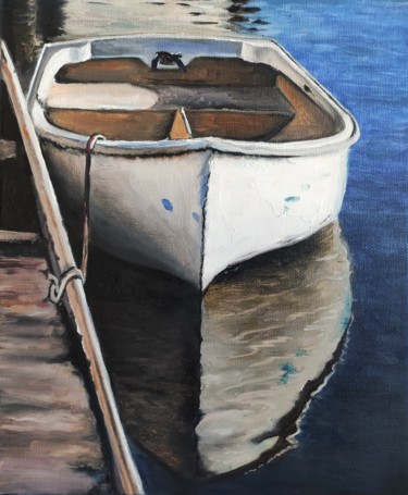 「Old fishing boat」というタイトルの絵画 Antonina Leshchenkoによって, オリジナルのアートワーク, オイル