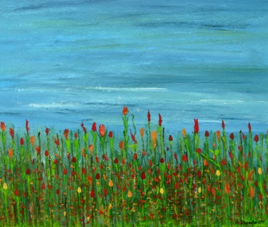 Painting titled "Campo de tulipanes" by Antonio Doreste, Original Artwork, Acrylic