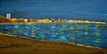 Painting titled "Nocturno playa de L…" by Antonio Doreste, Original Artwork, Acrylic