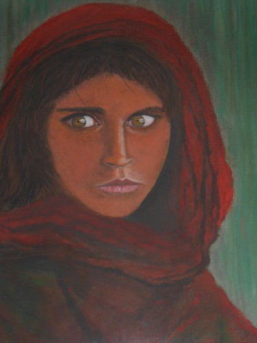 Ζωγραφική με τίτλο "Muchacha afgana" από Antonio Doreste, Αυθεντικά έργα τέχνης, Παστέλ