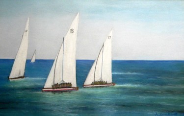 Painting titled "Regata" by Antonio Doreste, Original Artwork, Pastel