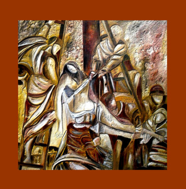 Arts numériques intitulée "Paixão de Cristo 41" par Antonio Guimaraes, Œuvre d'art originale, Huile
