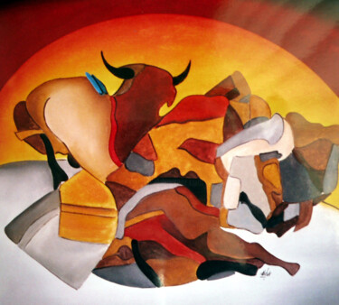 Painting titled "fragmentos da toura…" by Antonio Guimaraes, Original Artwork, Acrylic