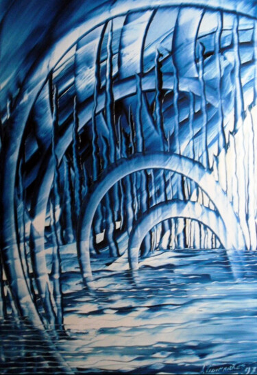 Картина под названием "Reflexos na água" - Antonio Guimaraes, Подлинное произведение искусства, Масло