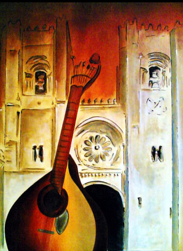 Painting titled "O Fado Lisboa-Portu…" by Antonio Guimaraes, Original Artwork, Oil
