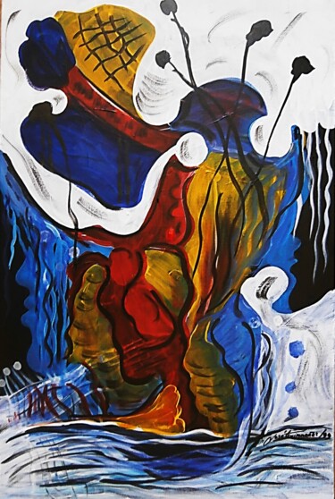 Painting titled "Abstrato001" by Antonio Guimaraes, Original Artwork, Acrylic