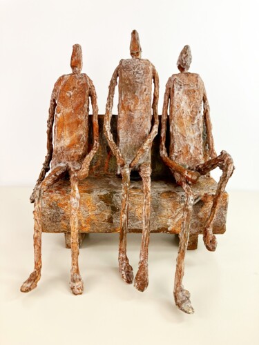 Sculpture titled "en el banco" by Antonio Martinez Ruiz, Original Artwork, Wood