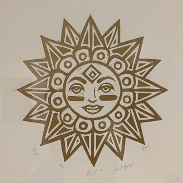 Gravures & estampes intitulée "Sol" par Antonio Ruiz, Œuvre d'art originale, Linogravures