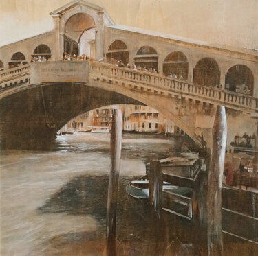 Pintura titulada "Ponte di Rialto - V…" por Antonio Sgarbossa, Obra de arte original, Oleo Montado en Panel de madera