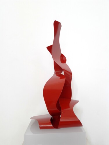 Skulptur mit dem Titel "Chama Vermelha" von Antonio Spinosa, Original-Kunstwerk, Metalle