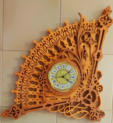 Escultura intitulada "orologio Ventaglio" por Zaglio, Obras de arte originais, Madeira