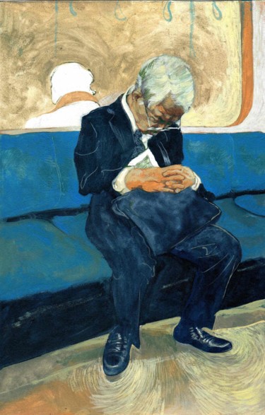 Painting titled "le métro" by Antonio Jaenada, Original Artwork, Oil