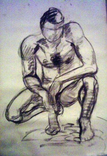 Drawing titled "Male Nude" by Antoon Diepstraten, Original Artwork, Other