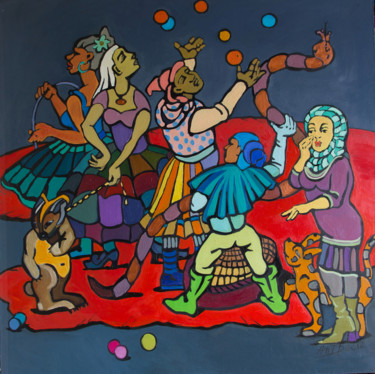 Painting titled "Цирк" by Ekaterina Antropova, Original Artwork, Oil