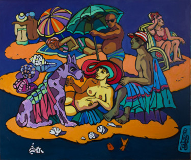 Schilderij getiteld "Пляж" door Ekaterina Antropova, Origineel Kunstwerk, Olie