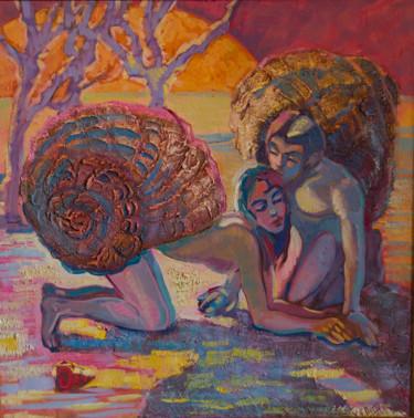 Painting titled "Когда заходит солнце" by Ekaterina Antropova, Original Artwork, Oil