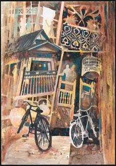 Pintura intitulada "Malacca House & Bic…" por Anuar Dan, Obras de arte originais