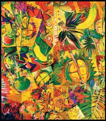 Peinture intitulée "JOY WITH FRUITS" par Anuar Dan, Œuvre d'art originale