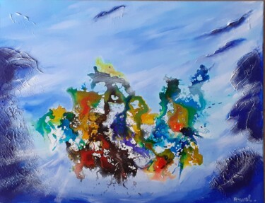 Painting titled "Faune marine" by Anval, Original Artwork, Acrylic Mounted on Wood Stretcher frame