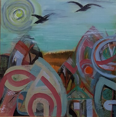 Painting titled "Dream City" by Anya Komaristaia, Original Artwork, Acrylic