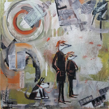 Malerei mit dem Titel "Evening walk on the…" von Anya Komaristaia, Original-Kunstwerk, Acryl