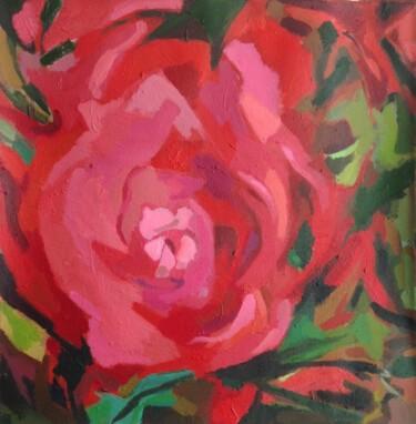 Schilderij getiteld "Rose Rouge" door Anyck Alvarez Kerloch, Origineel Kunstwerk, Acryl