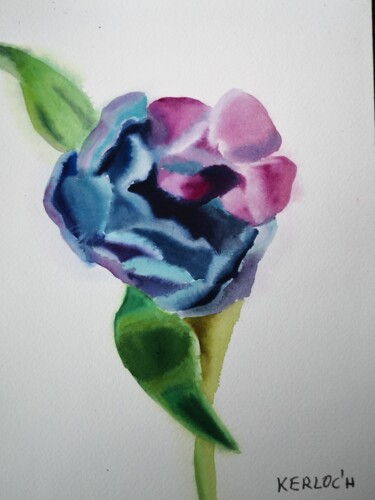 Painting titled "Purple Tulip" by Anyck Alvarez Kerloch, Original Artwork, Watercolor