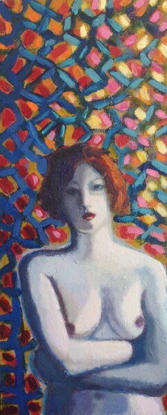 Painting titled "Girl with red hair" by Anyck Alvarez Kerloch, Original Artwork, Acrylic
