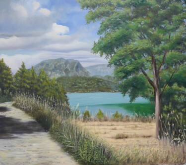Pintura titulada "Lake Mountains and…" por Anzhelika Izzi, Obra de arte original, Oleo