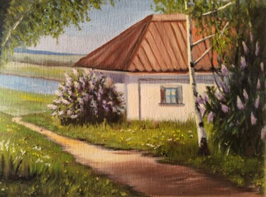 Malerei mit dem Titel "Old Barn Painting L…" von Anzhelika Izzi, Original-Kunstwerk, Öl