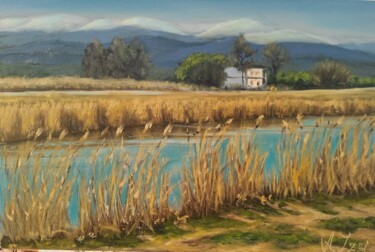 Painting titled "Countryside Landsca…" by Anzhelika Izzi, Original Artwork, Oil