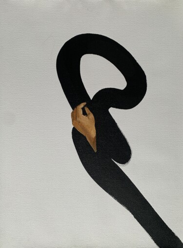 Painting titled "Loop - black line,…" by Anzhelika Klimina, Original Artwork, Acrylic