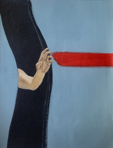 Schilderij getiteld "Red line-BLACK LINE…" door Anzhelika Klimina, Origineel Kunstwerk, Acryl