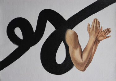 Malarstwo zatytułowany „One clap-BLACK LINE…” autorstwa Anzhelika Klimina, Oryginalna praca, Akryl