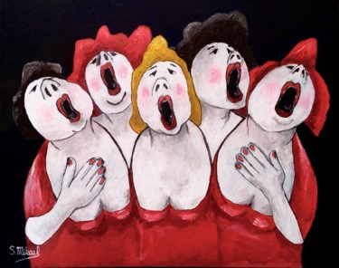 Peinture intitulée "The quintet" par Michael Aoun, Œuvre d'art originale, Acrylique