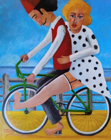 Картина под названием "A morning promenade" - Michael Aoun, Подлинное произведение искусства, Акрил Установлен на Деревянная…