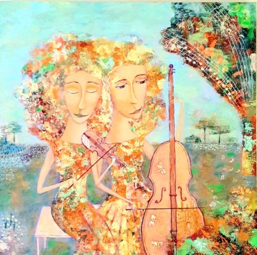 Pintura intitulada "Мелодия" por Anna Milkis, Obras de arte originais, Acrílico Montado em Armação em madeira