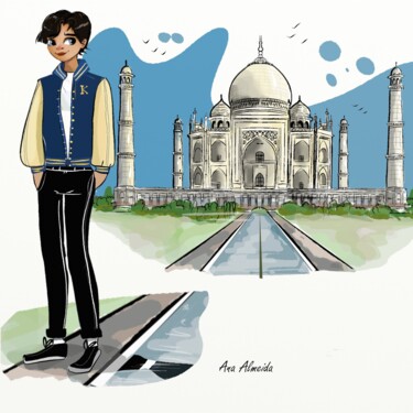 Digital Arts titled "Agra - India" by Ana Almeida, Original Artwork, Digital Painting