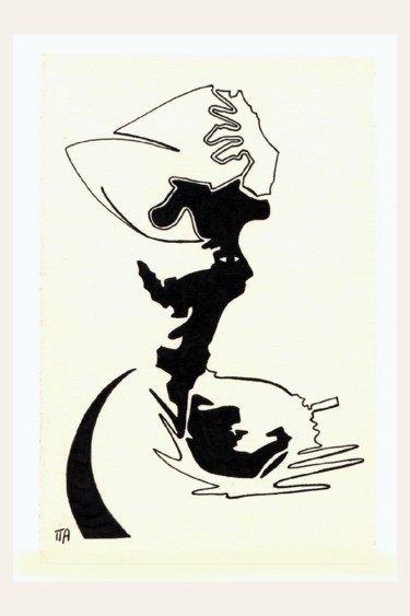 Disegno intitolato "La Reine Noire" da Alexandre Podgorny, Opera d'arte originale