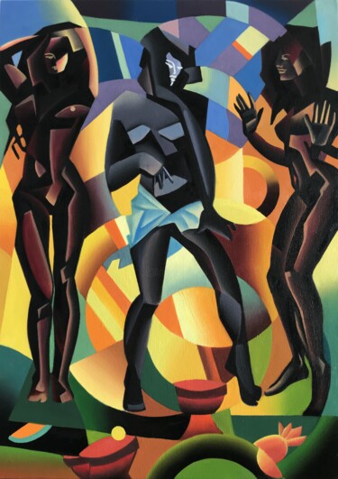 "«Tribal dance» A.So…" başlıklı Tablo Apollonas Soben tarafından, Orijinal sanat, Petrol
