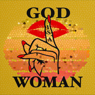 Картина под названием "God is a Woman" - Apostel13, Подлинное произведение искусства, Коллажи Установлен на Деревянная рама…