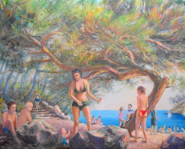 Peinture intitulée "Calanque Port d'Alo…" par Applestrophe, Œuvre d'art originale, Acrylique