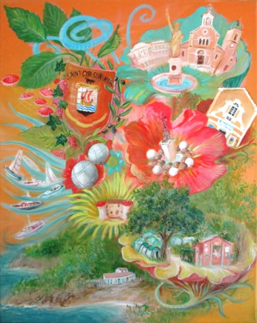 Schilderij getiteld "Saint-Cyr-sur-Mer p…" door Applestrophe, Origineel Kunstwerk, Acryl
