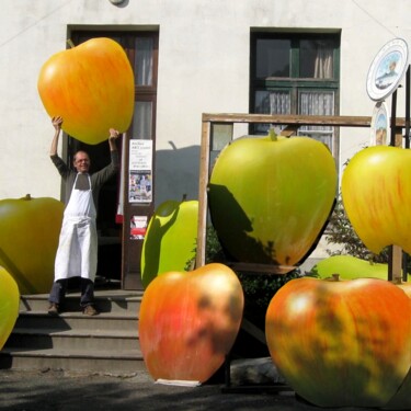 Rzeźba zatytułowany „Sculptures Pommes V…” autorstwa Applestrophe, Oryginalna praca, Metale